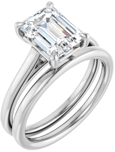 Sužadėtuvių Žiedas „Claw-Pong“ 18k white gold Emerald 8.5mm x 6.5mm (6)