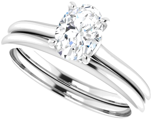 Sužadėtuvių Žiedas „Solitaire“ 10k white gold Oval 7mm x 5mm (10)