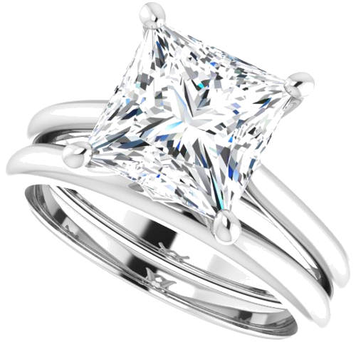 Sužadėtuvių Žiedas „Solitaire“ 14k white gold Square 8mm (10)