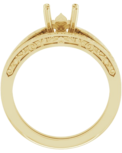 Sužadėtuvių Žiedas „Solitaire Floral“ 14k yellow gold Asscher 5.5mm (7)