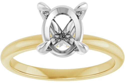 Sužadėtuvių Žiedas „Solitaire“ 750 Baltojo Ir Geltonojo Aukso Oval 9mm x 7mm (3)