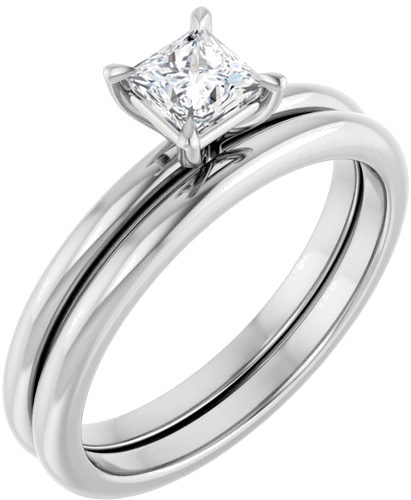 Sužadėtuvių Žiedas „Claw-Prong“ 14k white gold Square 4mm (6)