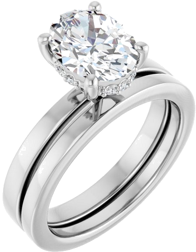 Sužadėtuvių Žiedas „Hidden Halo-Style“ 14k white gold Oval 9mm x 7mm (6)
