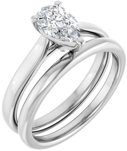 Sužadėtuvių Žiedas „Solitaire“ 585 Baltojo Aukso Pear Shape 8mm x 5mm (6)