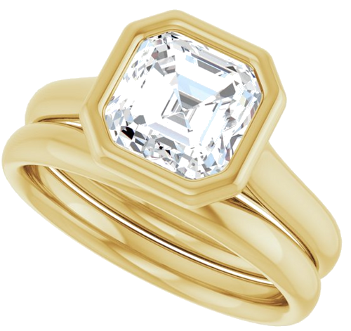 Sužadėtuvių Žiedas „Bezel-Set Solitaire“ 14k yellow gold Asscher 7mm (10)