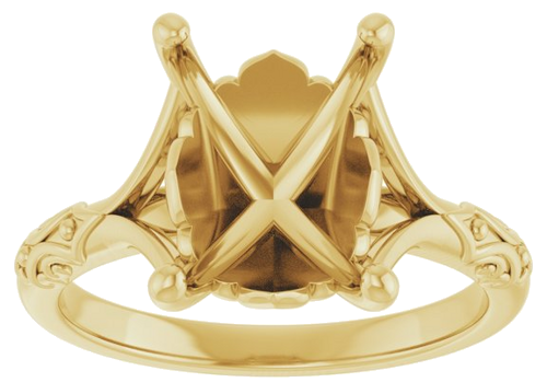 Sužadėtuvių Žiedas „Solitaire Sculptural“ 14k yellow gold Emerald 10mm x 8mm (3)