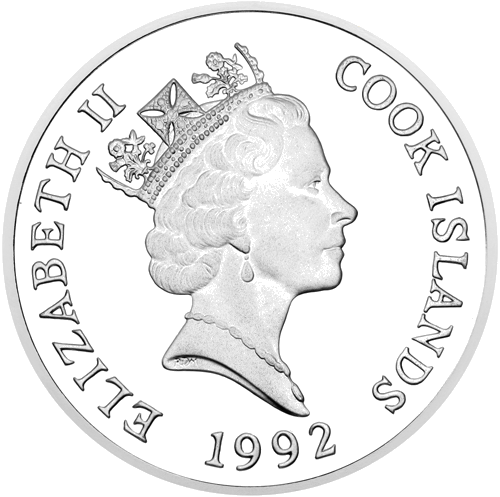 50 dolāru Tauriņš 1992 Kuka Salas sudraba monēta (2)