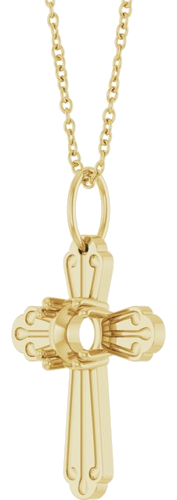 Pakabukas „Accented Cross“ 14k yellow gold Round 5.2mm (2)