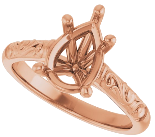 14K Rose 10x7 mm Pear Solitaire Engagement Ring Mounting (5)