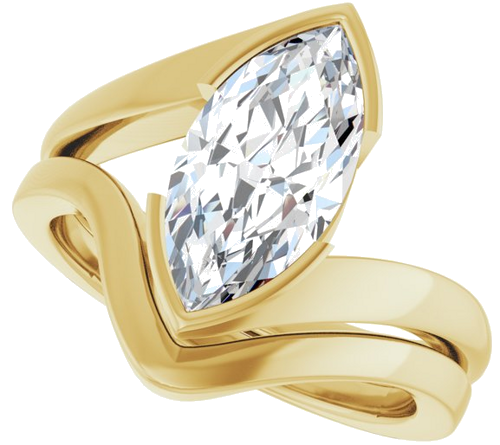 Sužadėtuvių Žiedas „Half-Bezel Solitaire“ 14k yellow gold Marquise 13mm x 6.5mm (10)
