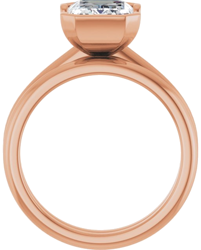 Sužadėtuvių Žiedas „Half-Bezel“ 14k rose gold Emerald 9mm x 7mm (7)