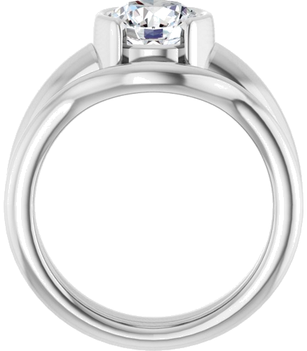 Sužadėtuvių Žiedas „Half-Bezel Solitaire“ 14k white gold Round 7.4mm (7)