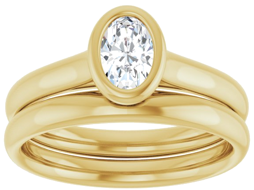 Sužadėtuvių Žiedas „Bezel-Set Solitaire“ 10k yellow gold Oval 6mm x 4mm (8)