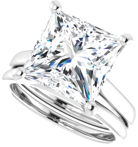 14K White 10 mm Square Engagement Ring Mounting (10)