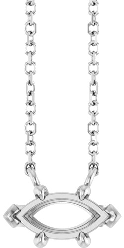 Sterling Silver 8x4 mm Marquise 6-Prong V-End 18  Necklace Mounting (1)