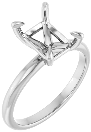 14K X1 White  9x7 mm Emerald Solitaire Engagement Ring Mounting (1)