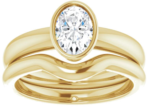 Sužadėtuvių Žiedas „Bezel-Set Solitaire“ 10k yellow gold Oval 7mm x 5mm (8)