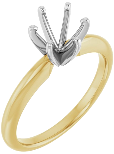 Sužadėtuvių Žiedas „Solitaire“ 585 Baltojo Ir Geltonojo Aukso Round 6mm x 6.6mm (1)