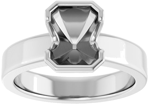 Sužadėtuvių Žiedas „Half-Bezel Solitaire“ 14k white gold Emerald 8mm x 6mm (3)