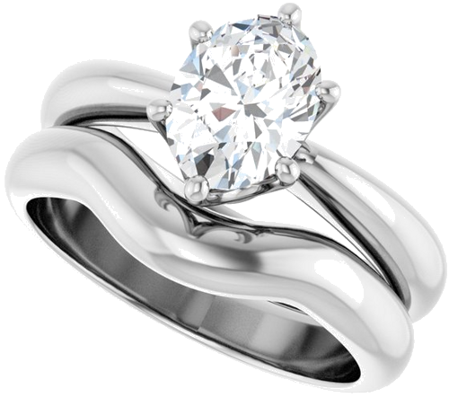 Sužadėtuvių Žiedas „Solitaire Crown-Inspired“ 14k white gold Oval 8mm x 6mm (10)