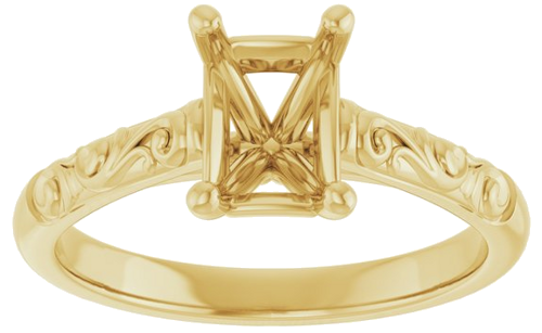 14K Yellow 7x5 mm Emerald Solitaire Engagement Ring Mounting (2)