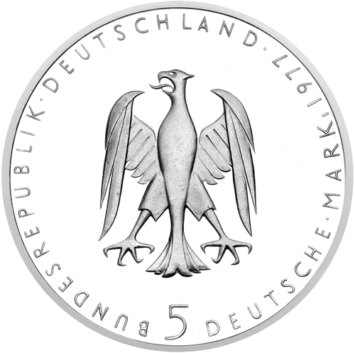 1977 Генрих фон Клейст Германия 5 марок серебряная монета (2)