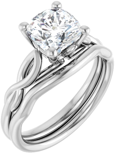 Sužadėtuvių Žiedas „Solitaire Sculptural“ 14k white gold Cushion 7mm (6)