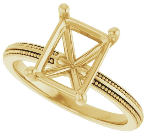 Sužadėtuvių Žiedas „Solitaire Milgrain“ 14k yellow gold Emerald 9mm x 7mm (5)