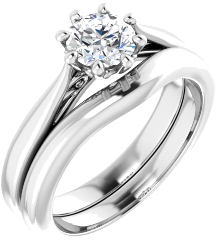 14K White 5.8 mm Round Solitaire Engagement Ring Mounting (6)