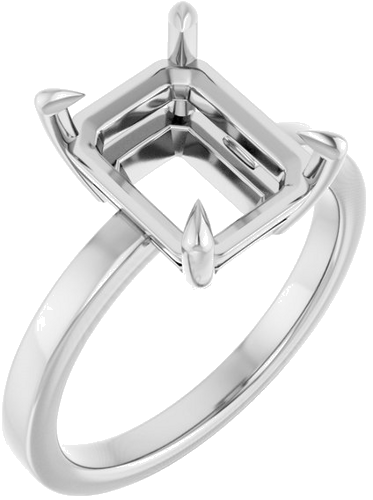 Sužadėtuvių Žiedas „Claw-Prong Solitaire“ 14k white gold Emerald 10mm x 8mm (1)