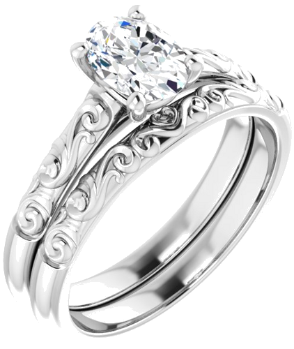 Sužadėtuvių Žiedas „Solitaire“ 585 Baltojo Aukso Oval 7mm x 5mm (6)