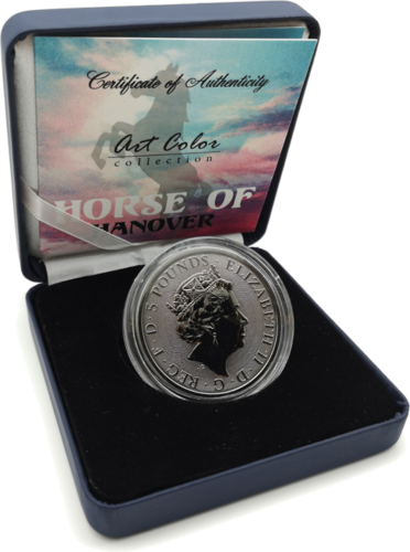 2 oz Baltasis Hanoverio Žirgas (Art of Color collection) auksuota 5 svarų sidabrinė moneta (5)