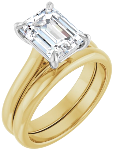 Sužadėtuvių Žiedas „Claw-Prong“ 14k yellow/white gold Emerald 9mm x 7mm (6)