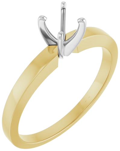 14K Yellow   White 4.2-4.9 mm Round 4-Prong Solitaire Ring Mounting (1)