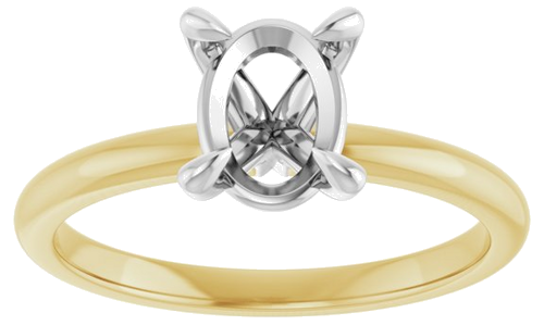 Sužadėtuvių Žiedas „Solitaire“ 585 Baltojo Ir Geltonojo Aukso Oval 8mm x 6mm (3)