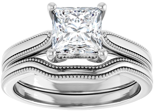 Sužadėtuvių Žiedas „Solitaire“ 14k white gold Square 6mm (8)