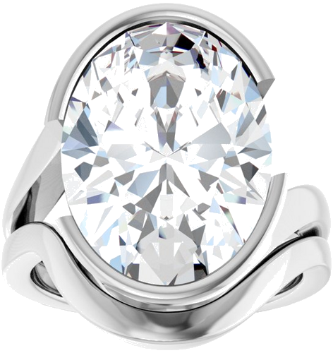 Sužadėtuvių Žiedas „Half-Bezel Solitaire“ 925 Sidabro Oval 16mm x 12mm (8)