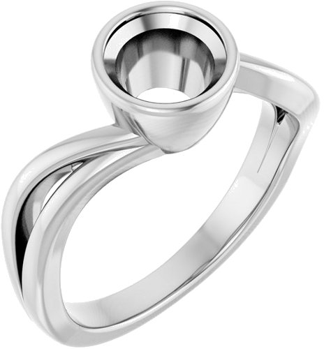 Sužadėtuvių Žiedas „Bezel-Set“ 14k white gold Round 6.5mm (1)