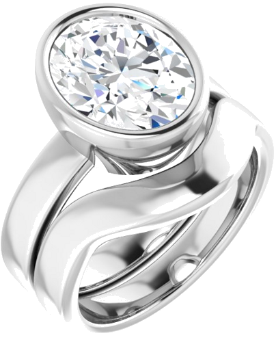 Sužadėtuvių Žiedas „Solitaire“ 585 Baltojo Aukso Oval 11mm x 9mm (6)