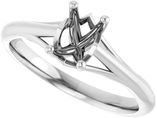 Sužadėtuvių Žiedas „Solitaire“ 14k white gold Emerald 6mm x 4mm (5)