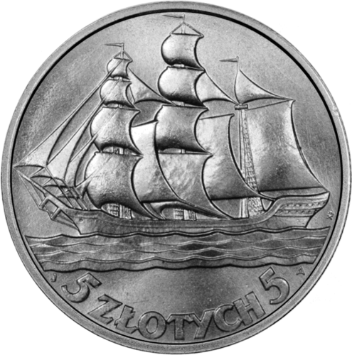 5 злотых Морской порт Гдыня (1936) Польша серебряная монета (1)