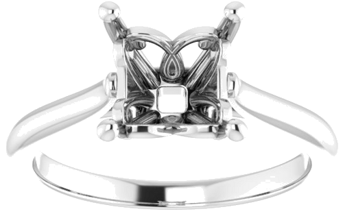 Platinum 6.5 mm Square Solitaire Engagement Ring Mounting (3)