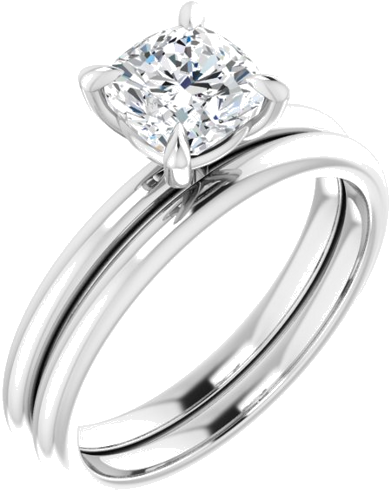 14K White  6x6 mm Cushion Solitaire Engagement Ring Mounting (6)