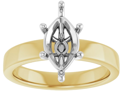 Sužadėtuvių Žiedas „Solitaire“ 14k yellow/white gold Marquise 12mm x 6mm (3)