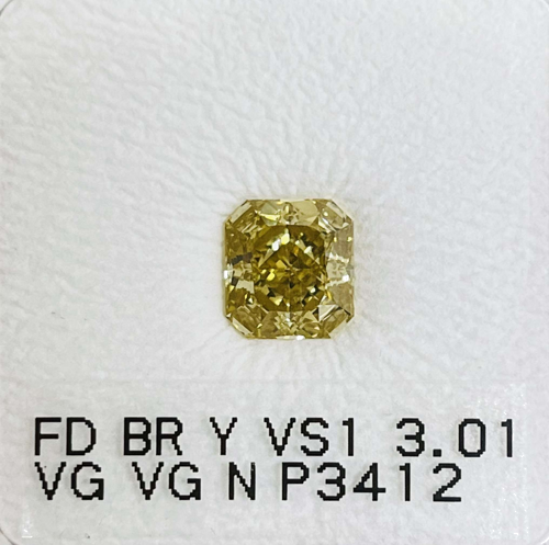 3.01 carat Fancy Deep Brownish Yellow-VS1 Natūralus Radiant Deimantas (1)