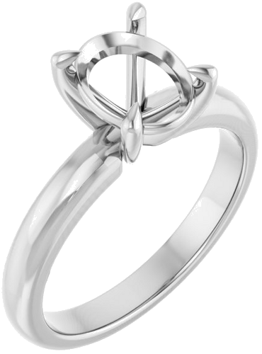 Sužadėtuvių Žiedas „Solitaire“ 585 Baltojo Aukso Oval 9mm x 7mm (1)