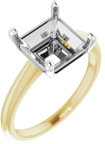 Sužadėtuvių Žiedas „Solitaire“ 14k yellow/white gold Asscher 9mm (1)