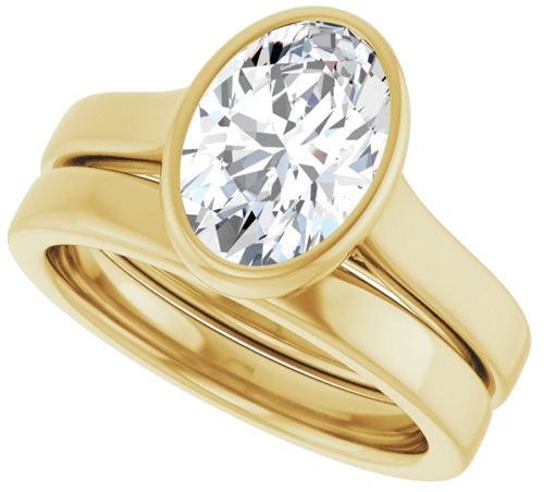 Sužadėtuvių Žiedas „Bezel-Set Solitaire“ 14k yellow gold Oval 10mm x 7mm (10)