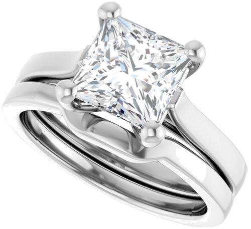 Sužadėtuvių Žiedas 14k white gold Square 7mm (10)