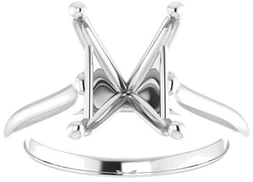 14K White 10x8 mm Emerald Solitaire Engagement Ring Mounting (3)